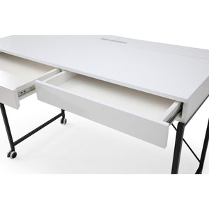 Homeroots 43" White And Black Writing Desk With Two Drawers White,Black  543790