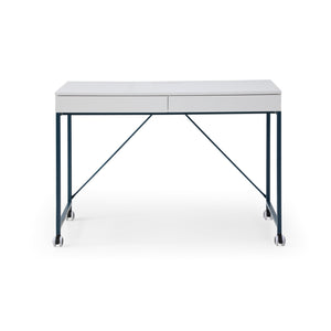 Homeroots 43" White And Navy Blue Writing Desk With Two Drawers White,Navy  543791