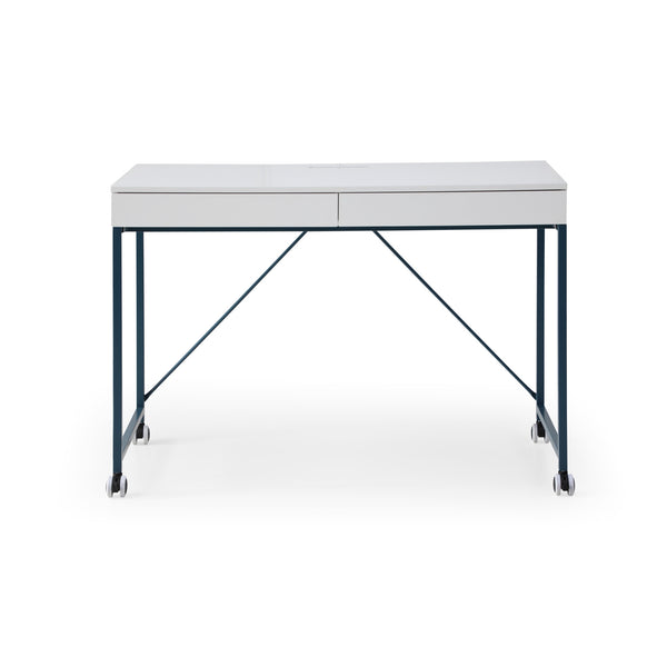 Homeroots 43" White And Navy Blue Writing Desk With Two Drawers White,Navy  543791
