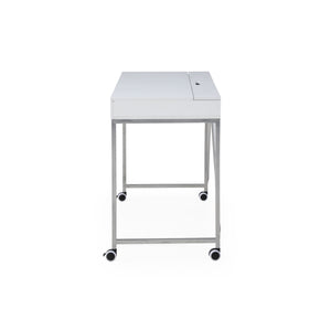 Homeroots 43" White And Silver Writing Desk With Two Drawers White,Silver  543792