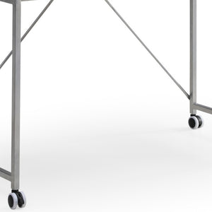 Homeroots 43" White And Silver Writing Desk With Two Drawers White,Silver  543792