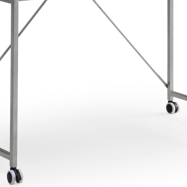 Homeroots 43" White And Silver Writing Desk With Two Drawers White,Silver  543792