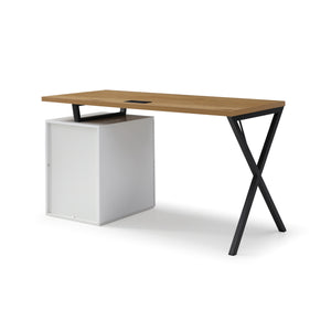 Homeroots 55" Stylish Natural And Black Wood Metal Writing Desk With 3 Drawers For Home Office Or Study Natural  543793