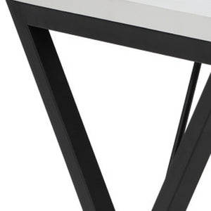 HomeRoots 55" White and Black Wood and Metal Writing Desk with 3 Drawers for Stylish Home Office Setup 543794