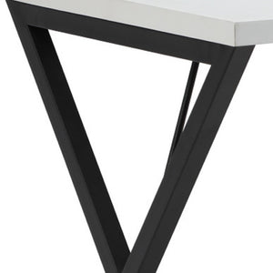 HomeRoots 55" White and Black Wood and Metal Writing Desk with 3 Drawers for Stylish Home Office Setup 543794