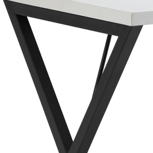 HomeRoots 55" White and Black Wood and Metal Writing Desk with 3 Drawers for Stylish Home Office Setup 543794