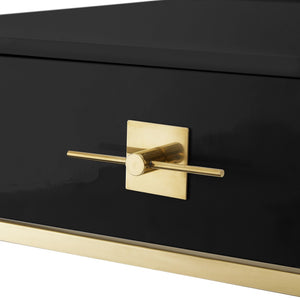 HomeRoots 47" Black and Gold Writing Desk - Stylish Two-Drawer Workstation for Home Office & Living Room Decor 543795