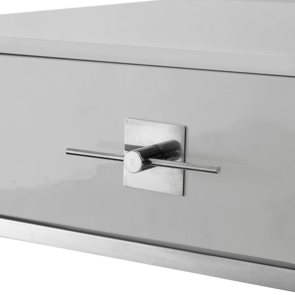Homeroots 47" Light Gray And Silver Wood And Stainless Steel Writing Desk With 2 Drawers For Stylish Storage Light Grey,Chrome  543796