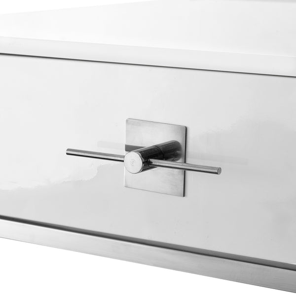 Homeroots 47" White And Silver Writing Desk With Two Drawers White,Chrome  543797
