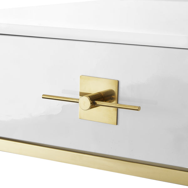Homeroots 47" White And Gold Writing Desk With Two Drawers White,Gold  543798