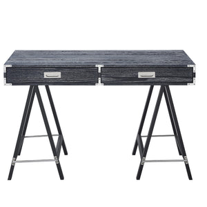 Homeroots 47" Black Writing Desk With Two Drawers Black  543799