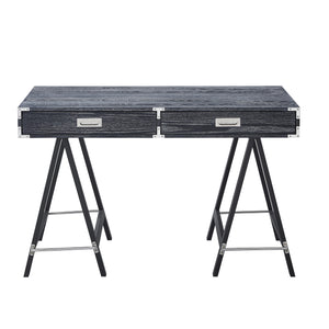 Homeroots 47" Black Writing Desk With Two Drawers Black  543799