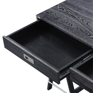 Homeroots 47" Black Writing Desk With Two Drawers Black  543799