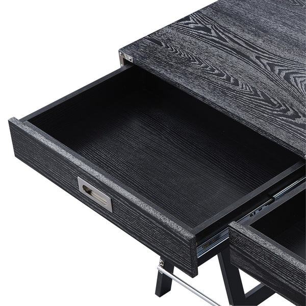 Homeroots 47" Black Writing Desk With Two Drawers Black  543799