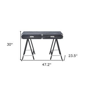 Homeroots 47" Black Writing Desk With Two Drawers Black  543799