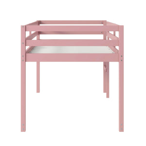 English Elm Solid Twin Loft Bed with Ladder and Reinforced Slats for Storage-Friendly, Space-Saving Bedrooms Pink W504P190960