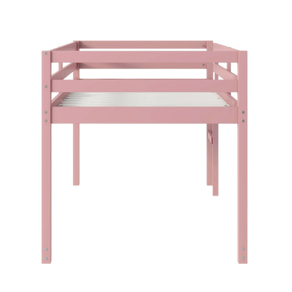 English Elm Solid Twin Loft Bed with Ladder and Reinforced Slats for Storage-Friendly, Space-Saving Bedrooms Pink W504P190960