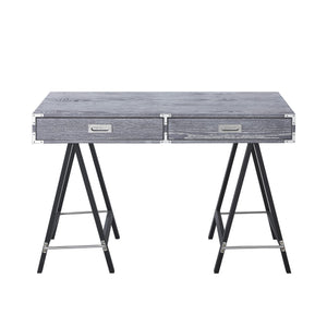Homeroots 47" Gray And Black Writing Desk With Two Drawers Grey  543800