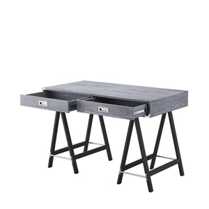 Homeroots 47" Gray And Black Writing Desk With Two Drawers Grey  543800