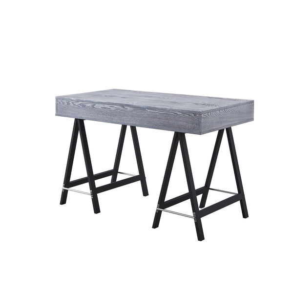 Homeroots 47" Gray And Black Writing Desk With Two Drawers Grey  543800
