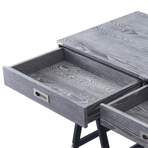 Homeroots 47" Gray And Black Writing Desk With Two Drawers Grey  543800