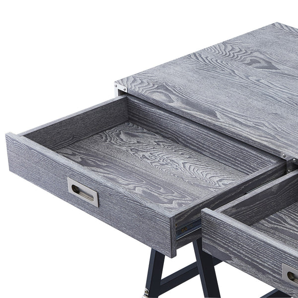 Homeroots 47" Gray And Black Writing Desk With Two Drawers Grey  543800