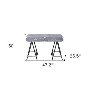 Homeroots 47" Gray And Black Writing Desk With Two Drawers Grey  543800