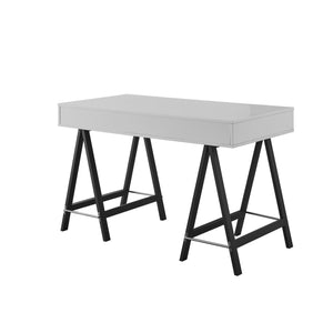 Homeroots 47" Light Gray And Black Writing Desk With Two Drawers Light Grey  543801