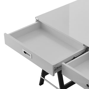 Homeroots 47" Light Gray And Black Writing Desk With Two Drawers Light Grey  543801