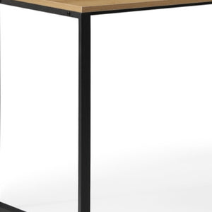 HomeRoots 71" Modern L-Shape Writing Desk in Natural Wood and Black Metal - Spacious, Stylish & Durable Design 543803