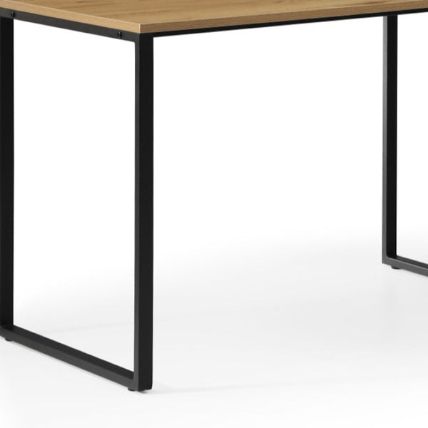 HomeRoots 71" Modern L-Shape Writing Desk in Natural Wood and Black Metal - Spacious, Stylish & Durable Design 543803