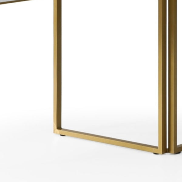 HomeRoots 71" White and Gold L-Shape Writing Desk - Elegant Home Office Solution for Modern Workspaces & Gaming 543804
