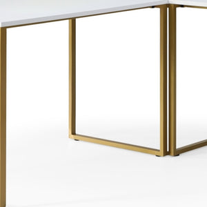 HomeRoots 71" White and Gold L-Shape Writing Desk - Elegant Home Office Solution for Modern Workspaces & Gaming 543804