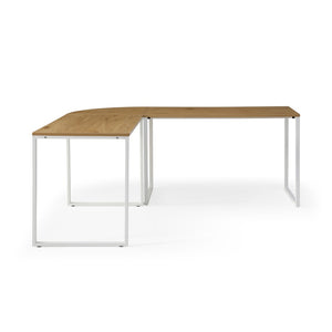 HomeRoots 71" Modern L-Shaped Writing Desk with Natural Wood and Metal Accents for Home Office and Workspace 543805
