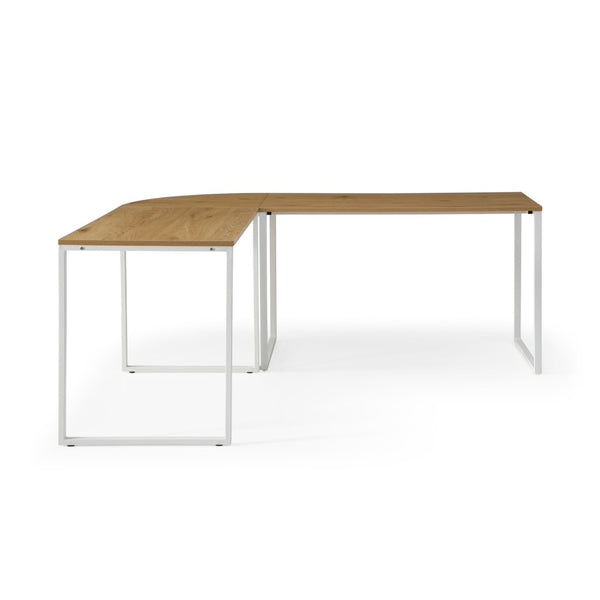 HomeRoots 71" Modern L-Shaped Writing Desk with Natural Wood and Metal Accents for Home Office and Workspace 543805