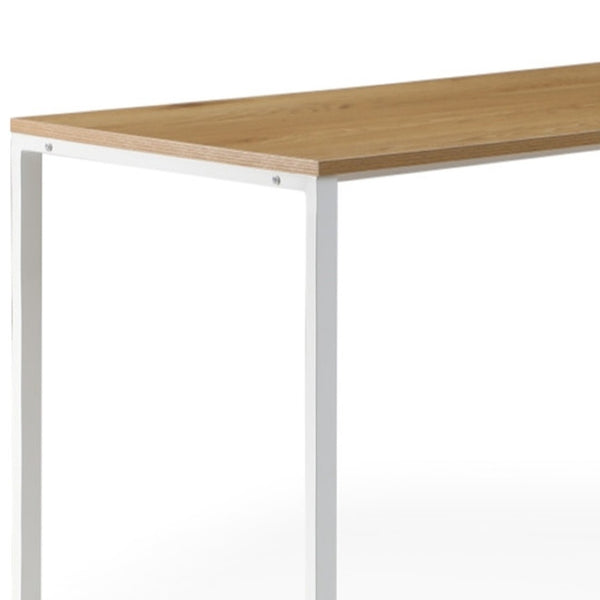 HomeRoots 71" Modern L-Shaped Writing Desk with Natural Wood and Metal Accents for Home Office and Workspace 543805