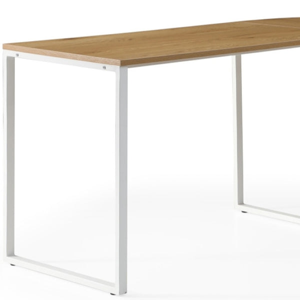 HomeRoots 71" Modern L-Shaped Writing Desk with Natural Wood and Metal Accents for Home Office and Workspace 543805