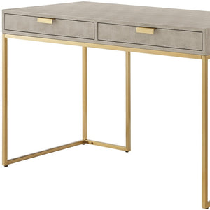 HomeRoots 45" Elegant Cream and Gold Writing Desk - Stylish Storage Solution for Home Office & Decor 543811