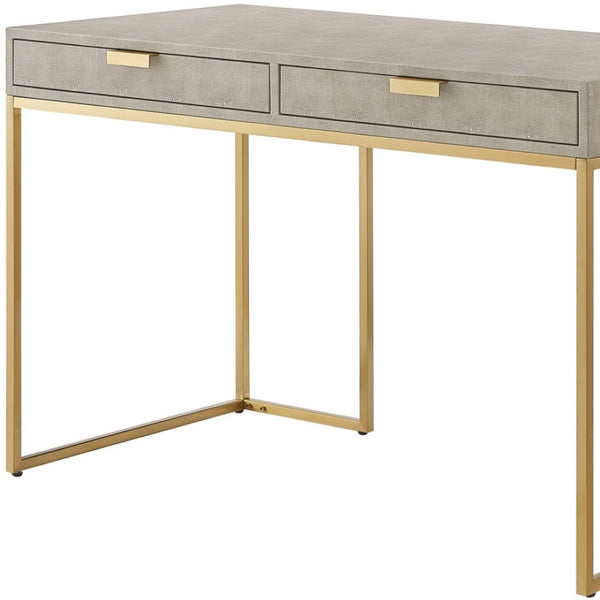 HomeRoots 45" Elegant Cream and Gold Writing Desk - Stylish Storage Solution for Home Office & Decor 543811