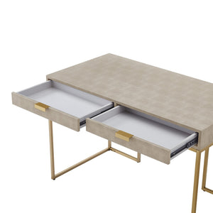 HomeRoots 45" Elegant Cream and Gold Writing Desk - Stylish Storage Solution for Home Office & Decor 543811