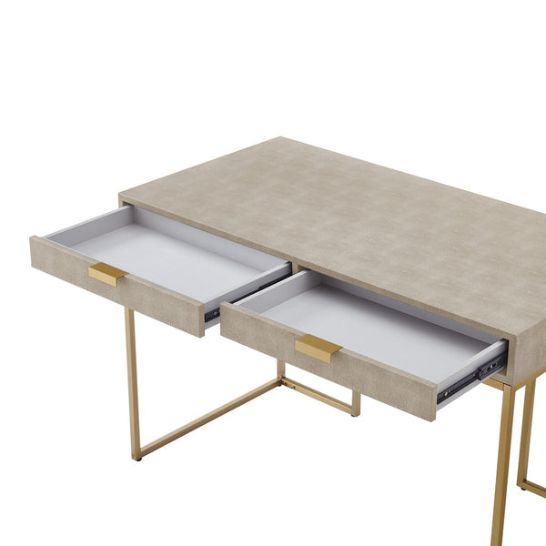 HomeRoots 45" Elegant Cream and Gold Writing Desk - Stylish Storage Solution for Home Office & Decor 543811