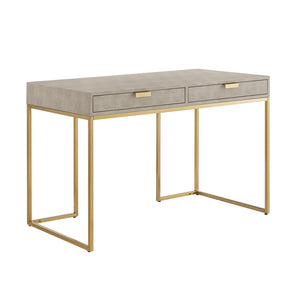 HomeRoots 45" Elegant Cream and Gold Writing Desk - Stylish Storage Solution for Home Office & Decor 543811
