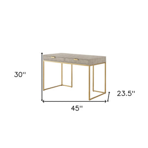HomeRoots 45" Elegant Cream and Gold Writing Desk - Stylish Storage Solution for Home Office & Decor 543811