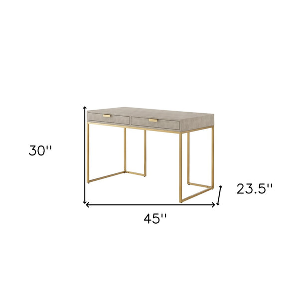 HomeRoots 45" Elegant Cream and Gold Writing Desk - Stylish Storage Solution for Home Office & Decor 543811