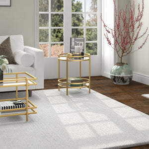 Homeroots 22" Brass And Clear Glass And Steel Round End Table With Shelf   543812