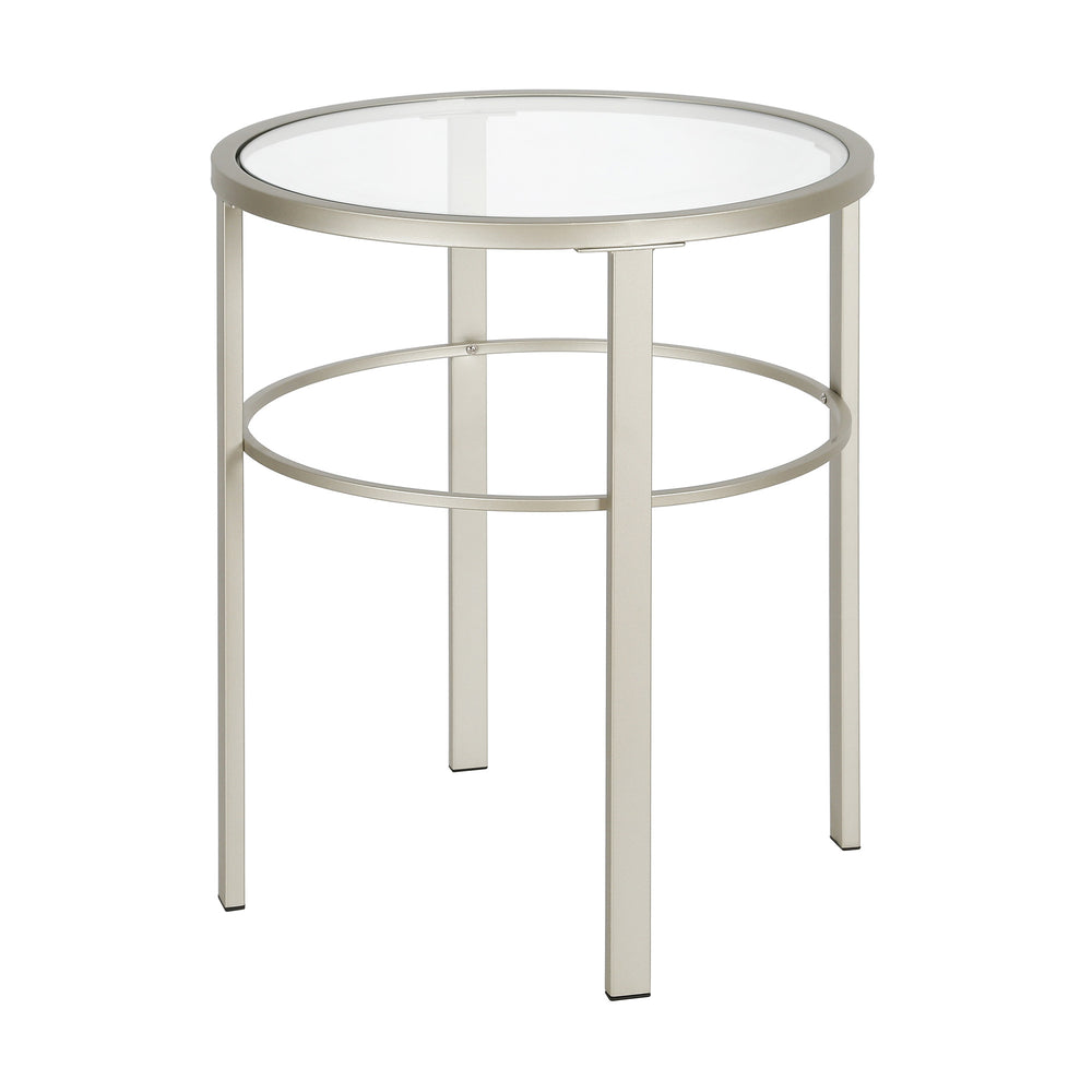 Homeroots 22" Silver And Clear Glass And Steel Round End Table   543814