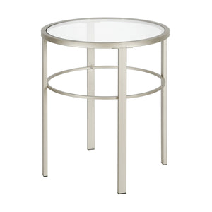 Homeroots 22" Silver And Clear Glass And Steel Round End Table   543814