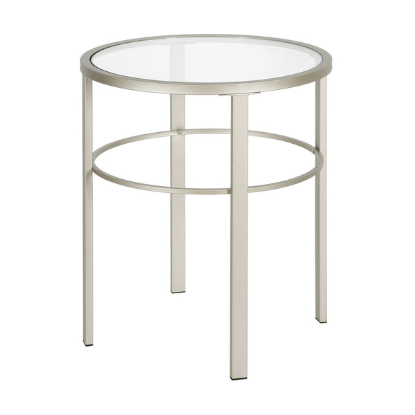 Homeroots 22" Silver And Clear Glass And Steel Round End Table   543814