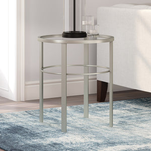 Homeroots 22" Silver And Clear Glass And Steel Round End Table   543814
