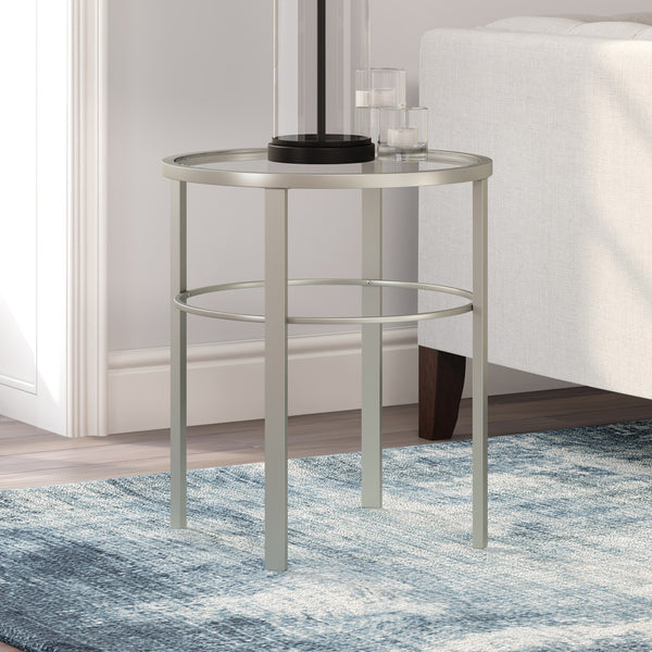 Homeroots 22" Silver And Clear Glass And Steel Round End Table   543814